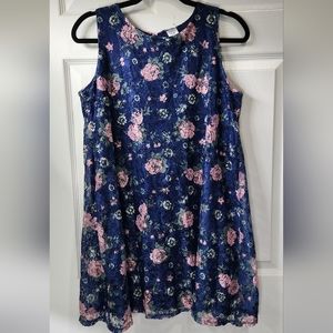 City Streets blue floral lace dress girl's plus size XXL 20 1/2